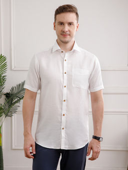 THE FORMAL CLUB - White Earthy Hemp Half Sleeves Shirt