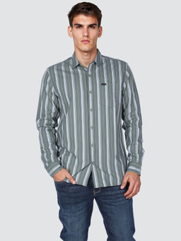 Wrangler - Men Green Striped Regular Fit Shirt