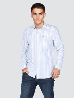 Wrangler - Men Blue Striped Regular Fit Shirt