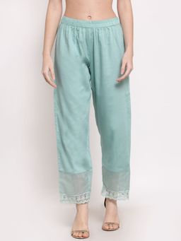 DART STUDIO - Solid Palazzo With Lace Blue