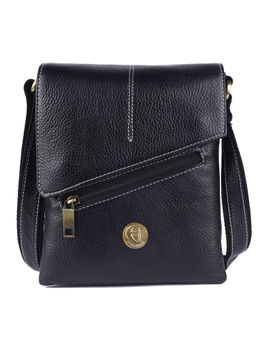 HiLEDER - Pure Leather Messenger 8" Sling Cross Body Travel Bag Men Women Black