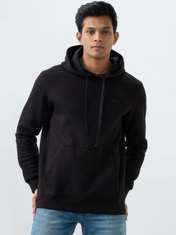 Spykar - Black Solid Regular Fit Hoodie for Men