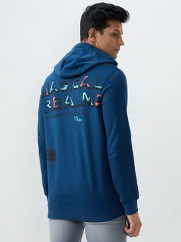 Spykar - Indigo Blue Regular Fit Printed Hooded Sweatshirt for Men