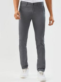 Spykar - Dark Grey Solid Slim Fit Mid Rise Trousers for Men