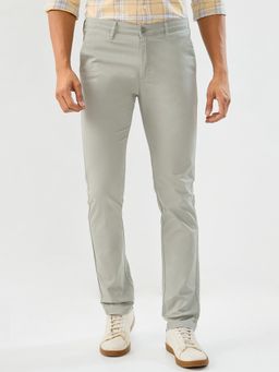 Spykar - Granite Green Solid Slim Fit Mid Rise Trousers For Men