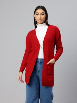 Pierre Carlo - Womens Red Solid/Plain Cardigans