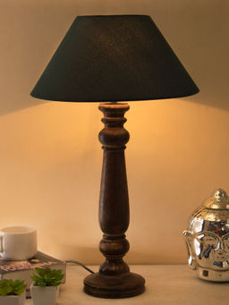Homesake - Mabel Black Wood Table Lamp Green Shade