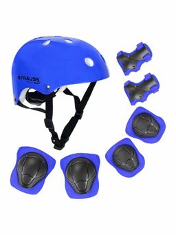 Strauss - Blue Protective Elbow Knee and Wrist Pad with Helmet Gear (Set Of 7)