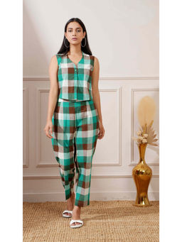 Ritivesh - Green Check Cotton Co-Ord (Set of 2)