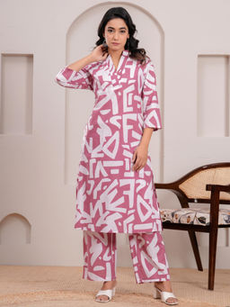Sindh Fashion - Pink Semi Cotton Printed Co-Ord (Set of 2)