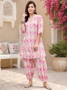 WineRed - Women Pink Cotton Top and Pant