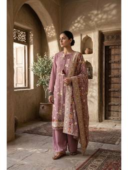 HERITAGE - Women Pink Georgette Kurta with Pant and Dupatta