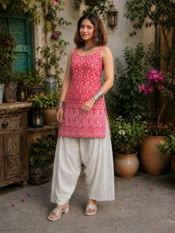MYSHKA - Women Pink Cotton Kurta and Salwar