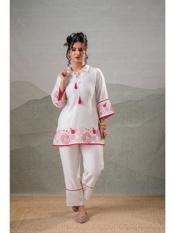 Juniper - Women White Viscose Tunic and Pant