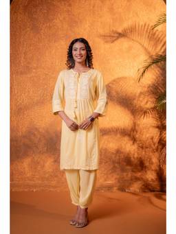 Juniper - Women Yellow Viscose Kurta and Salwar