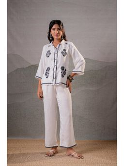 Juniper - Women White Viscose Shirt and Pant