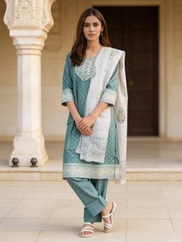 Rangita - Women Blue Viscose Kurta with Pant and Dupatta
