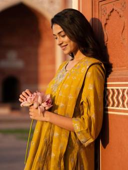 Rangita - Women Yellow Viscose Kurta with Pant and Dupatta