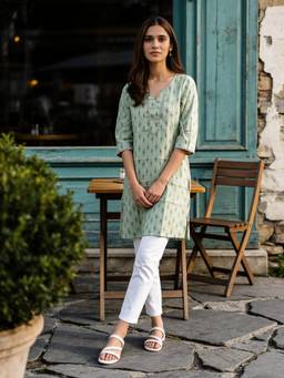 Rangita - Women Green Cotton Kurta