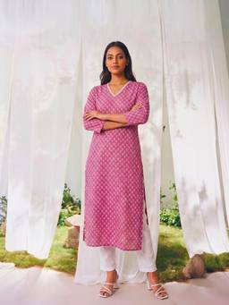 Rangita - Women Pink Cotton Kurta