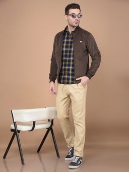 CRIMSOUNE CLUB - Men Brown Checks Sweatshirt
