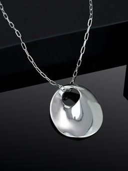Estele - Rhodium Plated Chain with Holographic Circle Designer Pendant for Women