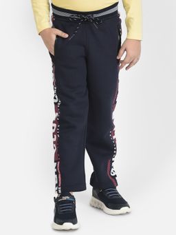 CRIMSOUNE CLUB - Boy Navy Blue Track Pants With Typographic Detailing