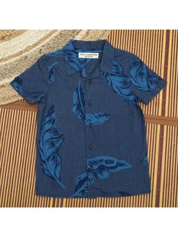 The Lion and the Fish - Boys Denim Printed Bonnet Blue Shirt
