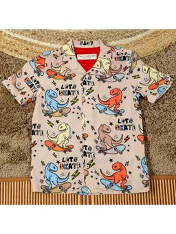 The Lion and the Fish - Boys Dinosaur Printed Peach Shirt