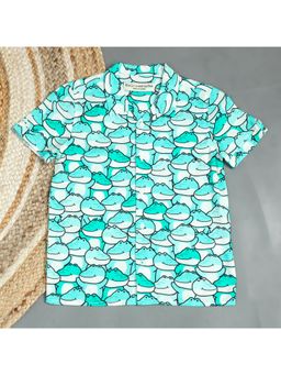 The Lion and the Fish - Boys Crocodile Printed Dark Sea Green Shirt