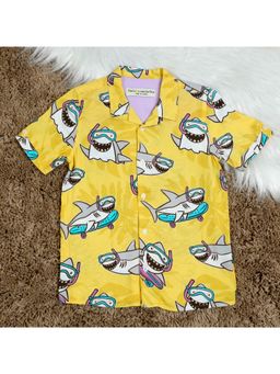 The Lion and the Fish - Boys Fish Printed Lemon Yellow Shirt
