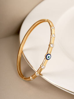 Palmonas - 925 Sterling Silver Evil Eye Stone Band Ovel Waterproof & Anti Tarnish Bracelet For Women (2.6)