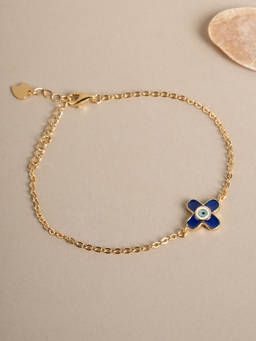 Palmonas - 925 Sterling Silver Evil Eye Clover Waterproof & Anti Tarnish Bracelet For Women