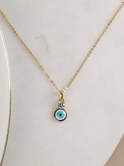 Palmonas - 925 Sterling Silver Single Stone Evil Eye Waterproof & Anti Tarnish Pendant Necklace