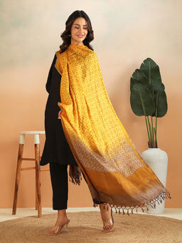Fabindia - Yellow Silk Printed Dupatta
