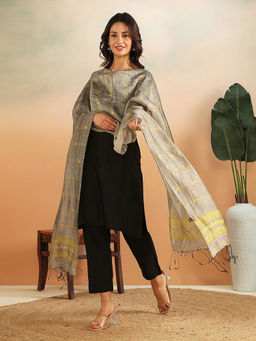 Fabindia - Yellow Linen Silk Jamdani Dupatta