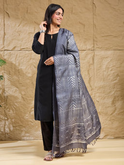 Fabindia - Grey Silk Tie and Dye Dupatta