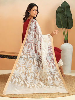 Fabindia - White Viscose Silk Blend Dupatta