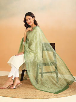 Fabindia - Green Cotton Silk Dupatta