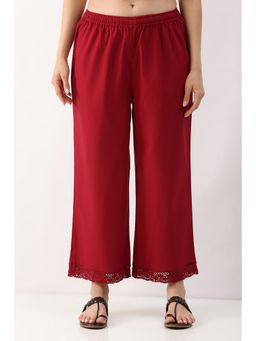 Biba - Women Maroon Cotton Straight Palazzo