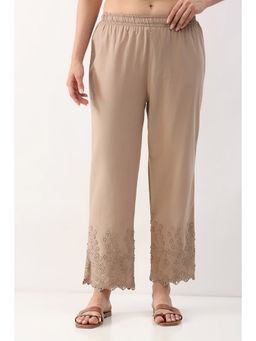 Biba - Women Blush Beige Cotton Straight Pant