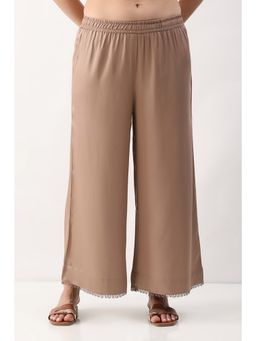 Biba - Women Nude Viscose Rayon Flared Palazzo