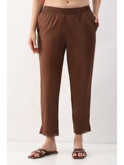 Biba - Women Brown Cotton Slim Pant