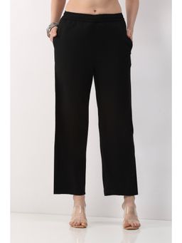 Biba - Women Black Viscose Lycra Loose Pant