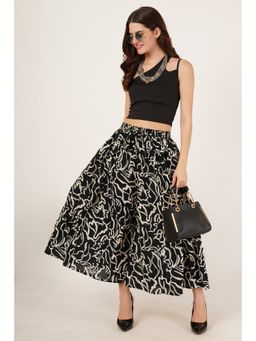 COTLAND FASHION - Black Printed Flared Palazzo for Women