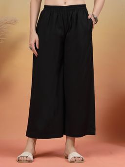 COTLAND FASHION - Black Solid Straight Palazzo for Women