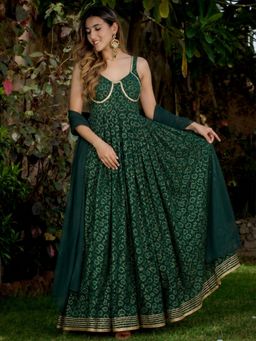 HOUSE OF JAMOTI - Emerald Brasso Anarkali Kurta with Dupatta