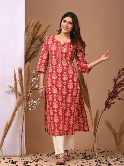 Rimeline - Women Ethnic Motifs Printed Straight Kurta