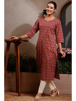 Rimeline - Women Ethnic Motifs Print Cotton Straight Kurta