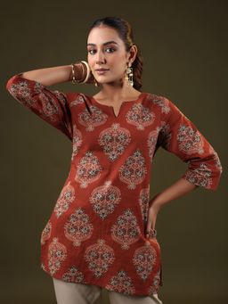 Rimeline - Women Floral Printed Cotton Short Kurti